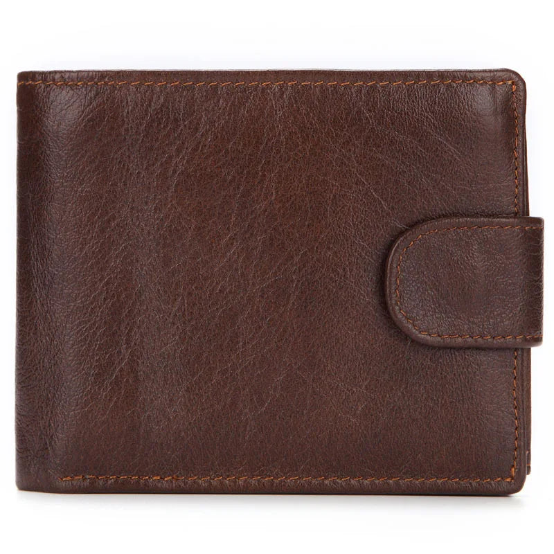 Cowhide Leather Men Short Wallets Hasp Trifold Money Clip Vintage Coin Purse For Male Card Holder Small Clutch Cash Bags JYY693