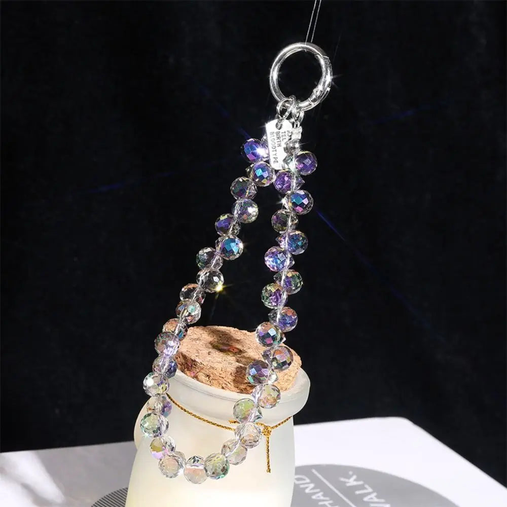 Glitter Beads Hand Wrist Strap Crystal Lanyard for iPhone Huawei Redmi Xiaomi Samsung Phone Charm Ornament Keychain Hang Rope