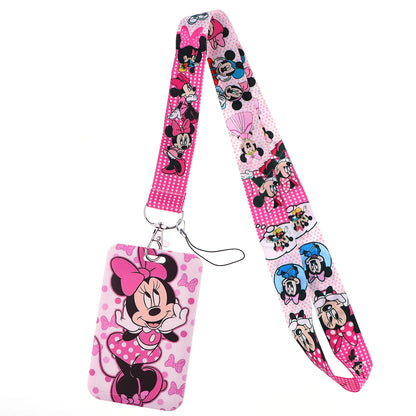 Mickey Minnie Strap Lanyard for Keys Keychain Badge Holder ID Credit Card Pass Hang Rope Lariat Mobile Phone Charm Accessories