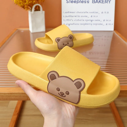 Bear Slippers Women Summer Flip Flops Cute Cartoon Cloud Shoes For Bathroom Indoor Outdoor Wear Soft Thick Beach Men Sandals