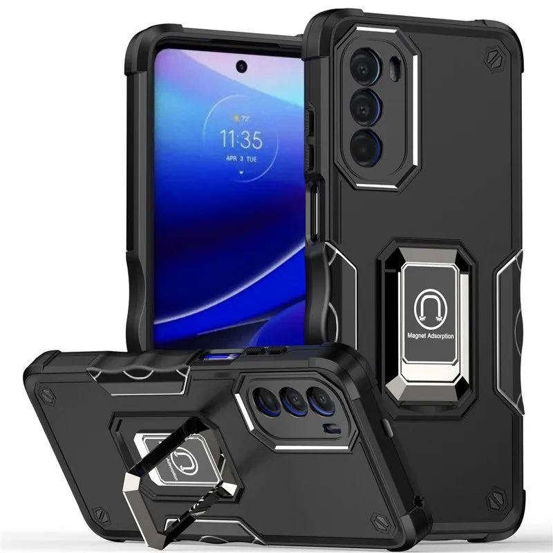 For Motorola Moto G22 G32 G42 G52 Case Shockproof Armor Ring Stand Bumper Phone Back Cover For Moto E20 E30 E40 E32 Cases