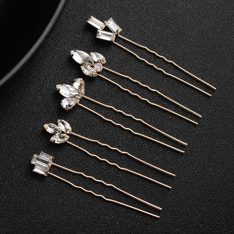 Rhinestone Hair Pins Forks Clips for Women Bridal Wedding Hair Accessories Pearl Hairpins Bride Headpiece Jewelry Gift Wholesale