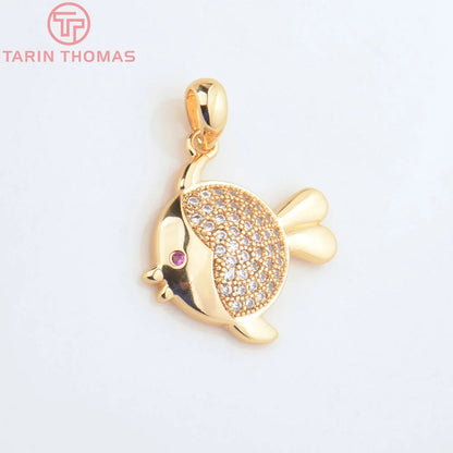 (129) 12x23MM 24K Gold Color Plated Brass Fish Charms Pendants High Quality Jewelry Accessories