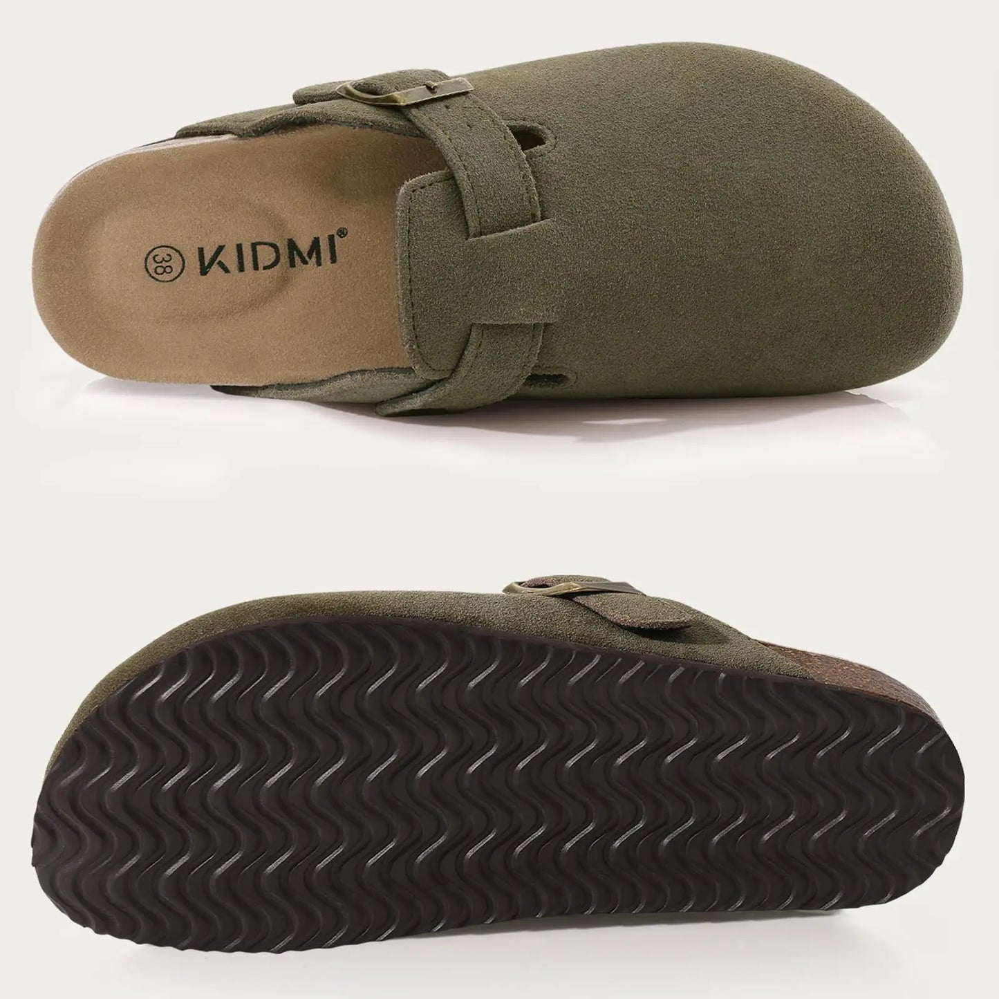 KIDMI Fashion Suede Clogs Slippers Men Clogs Slippers Cork Clogs Beach Sandals Outdoor Soft Nonslip Men Mules With Arch Support