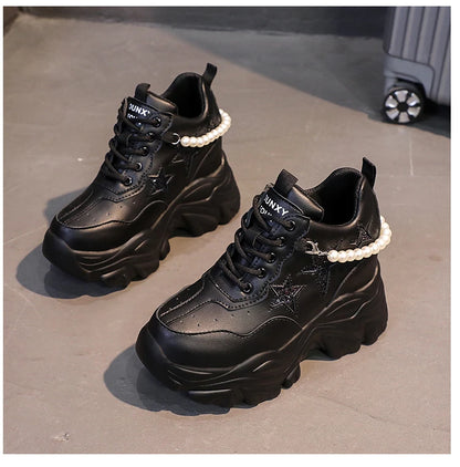 High Quality High Platform Shoes Woman Autumn Chunky Sneakers Increased 10cm Ladies Shoes Trainers Zapatillas Deportivas Mujer