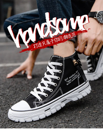 Men‘s Canvas Shoes Men Fashion Summer Casual Sneakers Student Casual Shoes High Top Man Vulcanize Shoes 2023 Spring Autumn