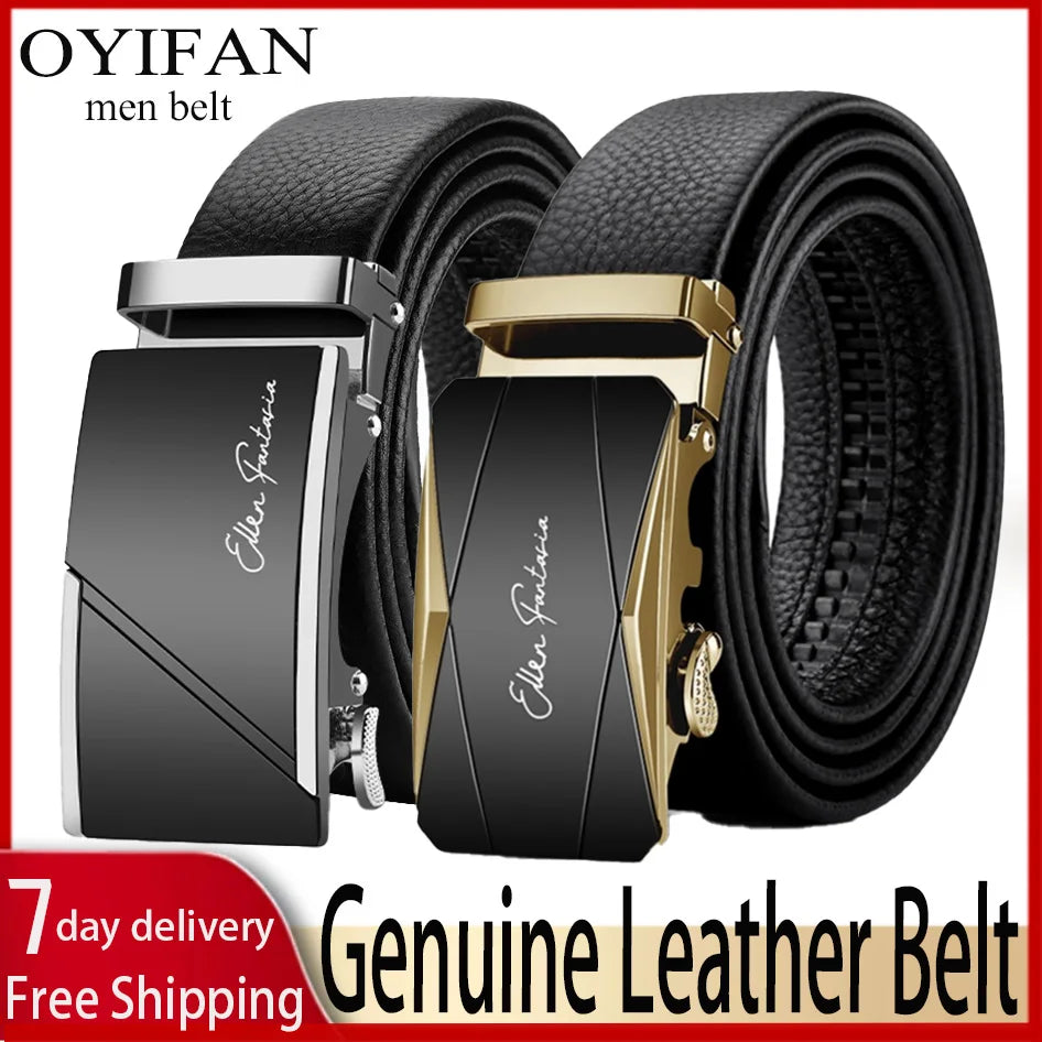 OYIFAN Men Belt Genuine Leather Belt for men Automatic belts Adjustable waistband Business belts 허리띠