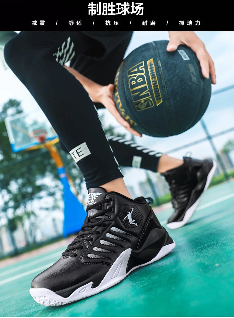 Brand Leather Men Sneakers Comfortable Basketball Non-Slip Lightweight Shoes Men's Training Basket Waterproof Basketball Boots