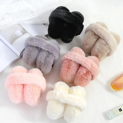 1PC Solid Color Soft Plush Ear Warmer Winter Warm Earmuffs Fashion Ear Cover Outdoor Cold Protection Ear-Muffs Folding Earflap