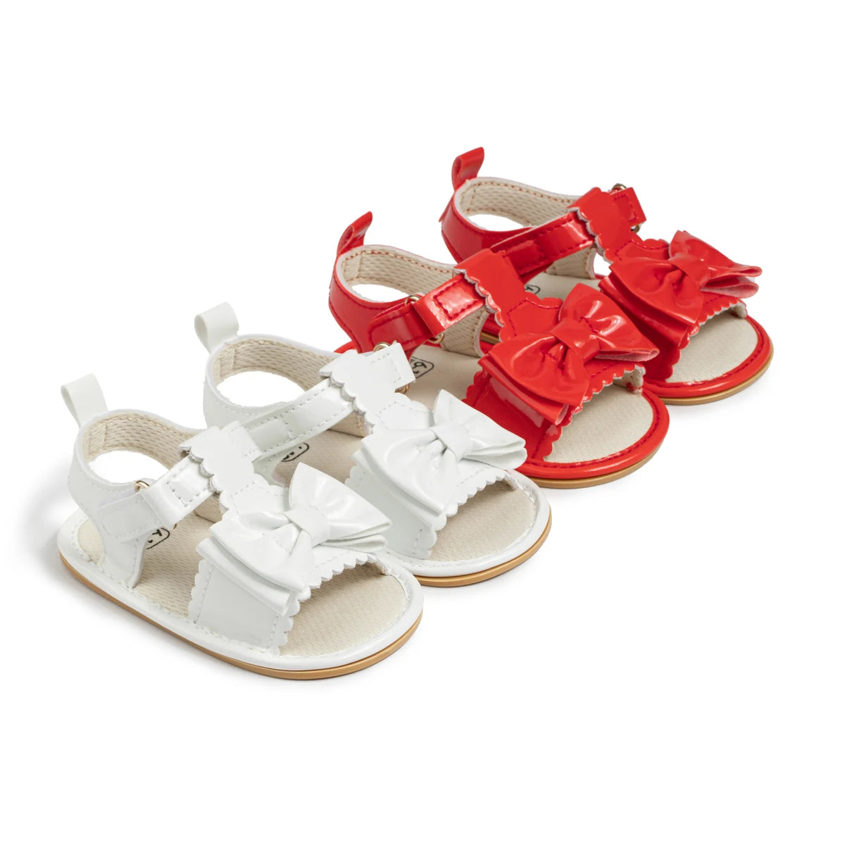 Meckior New Baby Girl Garden Shoes Cute Bow Newborn Baby Girl Beach Sandals Anti-slip Rubber Flat Bottomed Toddler Sandals