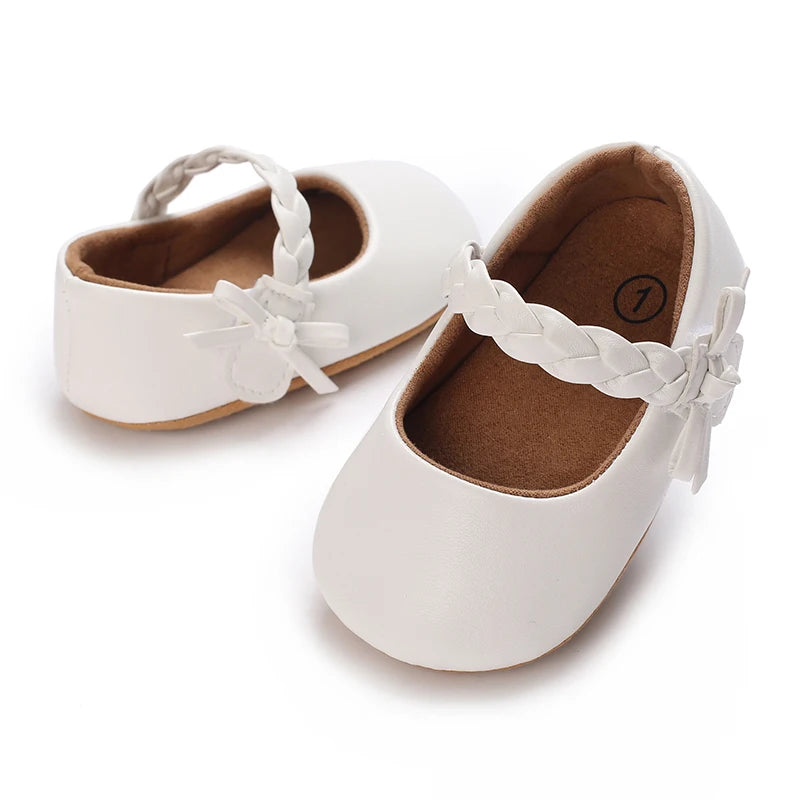 HAIZHIW 0-18 Months Cute White Lace Baby Girl Princess shoes Baby Shoes Bow Fringe Rubber Soled Non-slip Footwear Crib Shoes