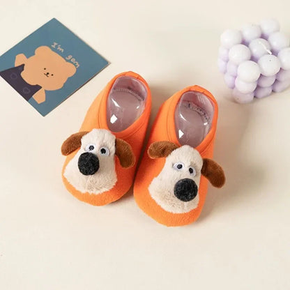 Thickened Cute Puppy Baby Floor Socks Anti Slip Soft Soles Cartoon Early Education Baby Shoes Baby Walking Shoes, Sock Covers