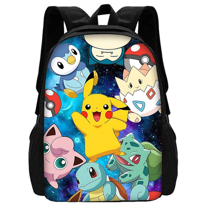 3 pcs set Cute Anime Pikachus Gengars Child School Backpack with Lunch Bags ,Pencil Bags ,School Bags for Boys Girls Best Gift