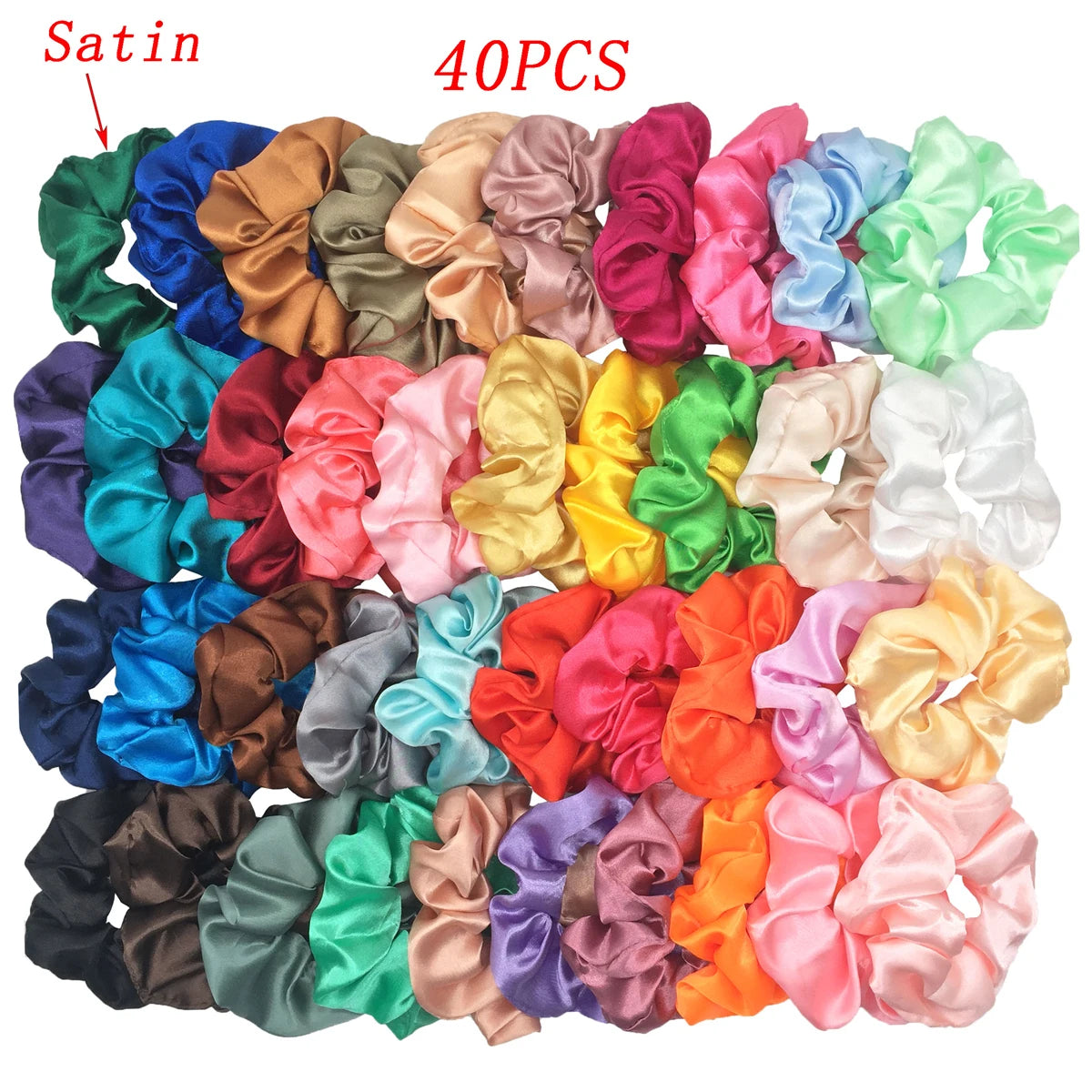 50/40/20pc Vintage Satin Scrunchies Girls Elastic Hair Bands Ponytail Holder Ties Rubber Bands Fashion Women Accessories Solid