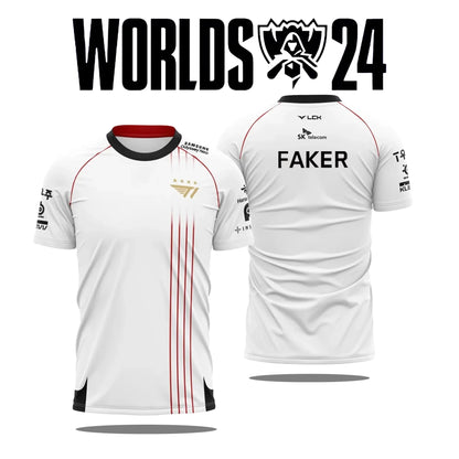 2024 New T1 Esports Team Uniform T-shirt League Of Legends World Finals Jersey T Shirt LOL Games Faker Fan Support Men Clothes