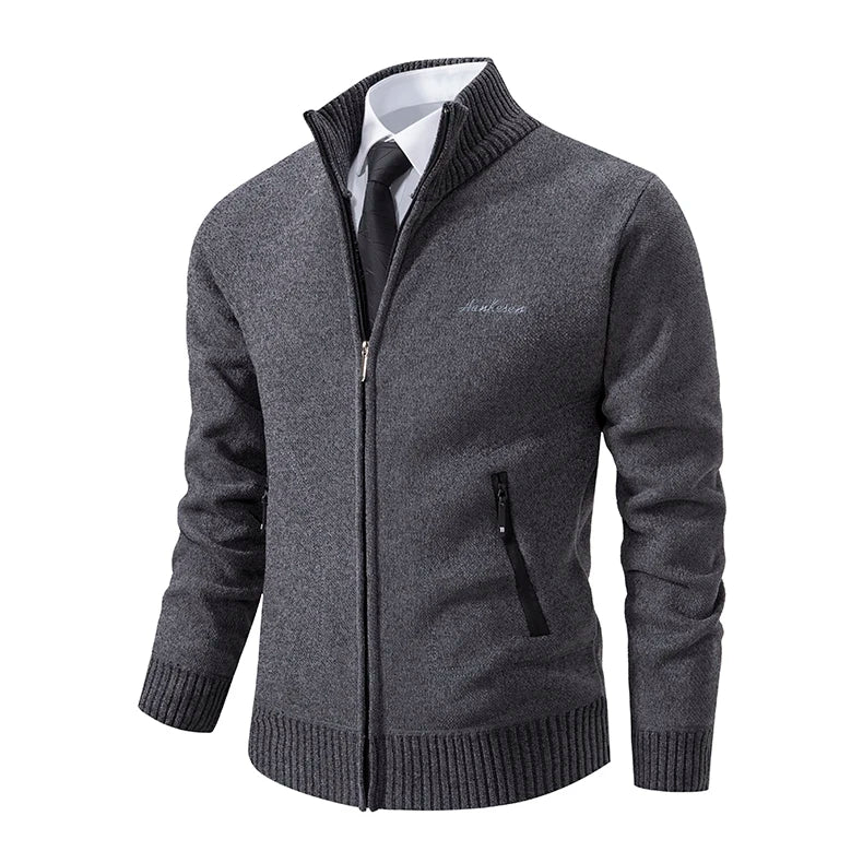 2023 Knitwear Spring and Autumn Men's Stand-up Collar Thick Warm Cardigan Sweater Winter Loose Casual Coat