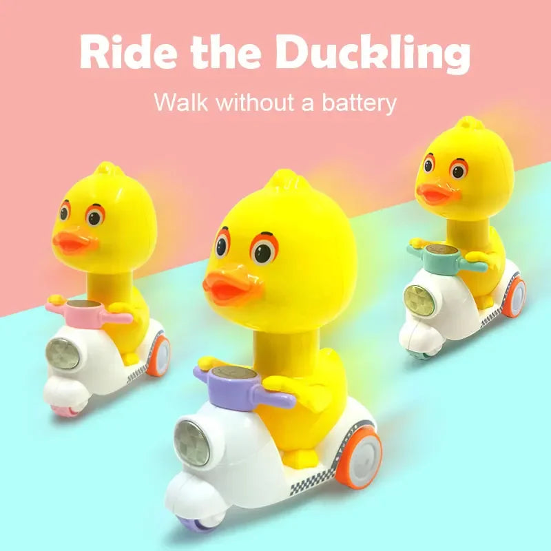 Cute Little Yellow Duck Car Inertia Squeeze Drive Funny Cars Baby Clockwork Boy Girl Toys Children's Toy 360 Degree Rotating