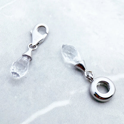 Faceted Teardrop Glass Crystal Charms Findings 925 Sterling Silver Pendant 2019 Fashion Water Drop Loose Spacer Beads