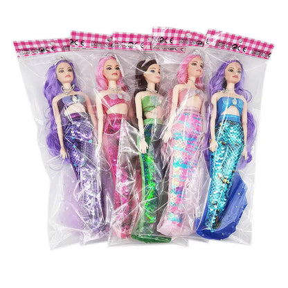 30cm Mermaid Doll 11 inch Joints Movable Doll with Sequin Fishtail Skirt Suit Girls Dress Up Toys