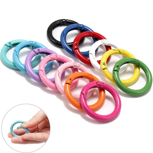 5Pcs/Lot 21 Colors Metal O Ring Spring Clasp Openable Round Carabiner Keychain Clips Hook Dog Chain DIY Jewelry Buckle Connector