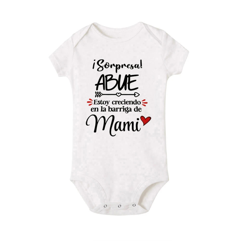 Surprise Grandparents I'm Growing in Mom's Belly Print Baby Bodysuit Pregnancy Announcement Infant Bodysuit Baby Reveal Clothes