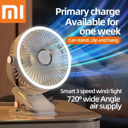 Xiaomi 8000mAh Clip-on Fan 3 Speed Quiet Rechargeable Desktop Portable Air Circulator Wireless Fan With LED Light Camping Home