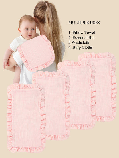 4Pcs/Set Soft Muslin Cotton Gauze Shoulder Rag Baby Burping Pad Ruffle Newborn Baby Burp Cloths