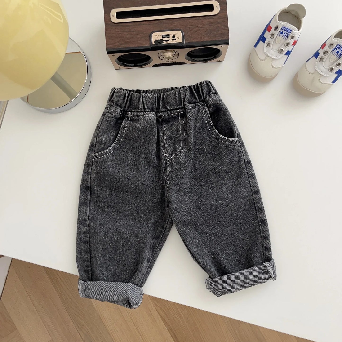 7277-1 Baby Boys Denim Pants Solid Color Infants Baby Pants Jeans Casual Pants