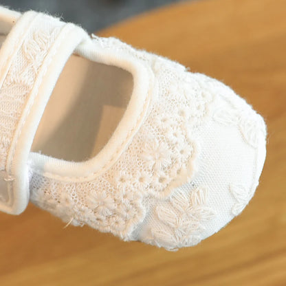 HAIZHIW 0-18 Months Cute White Lace Baby Girl Princess shoes Baby Shoes Bow Fringe Rubber Soled Non-slip Footwear Crib Shoes