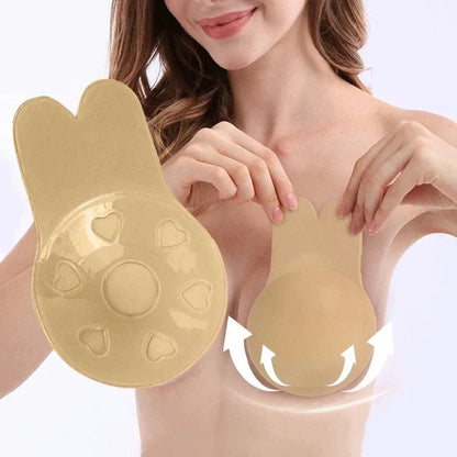 Women Strapless Invisible Bra Self Adhesive Silicone Bra Reusable Adhesive Breast Enhancement Tape Rabbit Nipple Cover Bra Pads