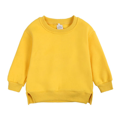 2025 Winter Autumn Hoodies Pullovers Kids Boys Girls Clothes Korean Baby Thicken Fleece Sweatshirt Children's Clothing 6M-7T