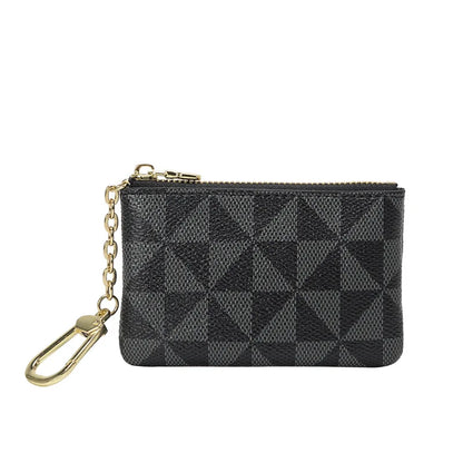 Luxury Designer Coin Key Storage Bag with Chain Women Mini Coin Purse Plaid Leather Small Zipper Wallet Ladies Keychain Purses