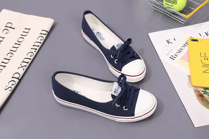 Women's Canvas Small White Shallow Cut Summer Flat Sport Casual Ladies Soft Shoessneakers Zapatillas Deporte Platform Sneakers