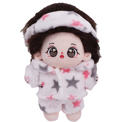 Doll Clothes For 20Cm Idol Dolls Lovely Plush Pajamas With Eye Mask Dress Stuffed Cotton Doll Toy Star EXO Clothing Accessories