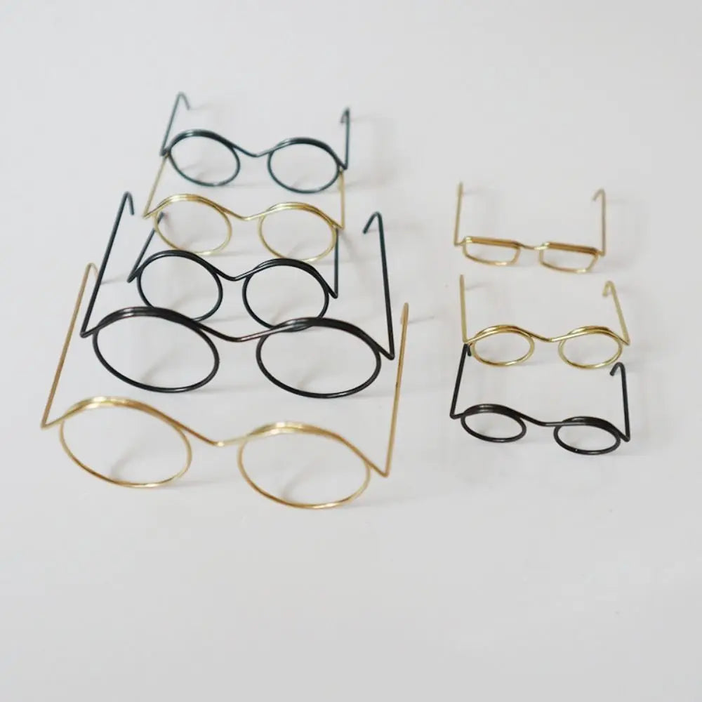 5PCS Retro Metal Round Doll Glasses Frame Lensless Miniature Eyewear Great Collection Cool Eyeglasses For Blythe Doll Accessorie