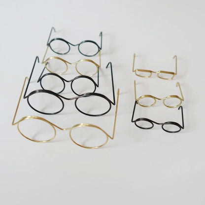 5PCS Retro Metal Round Doll Glasses Frame Lensless Miniature Eyewear Great Collection Cool Eyeglasses For Blythe Doll Accessorie