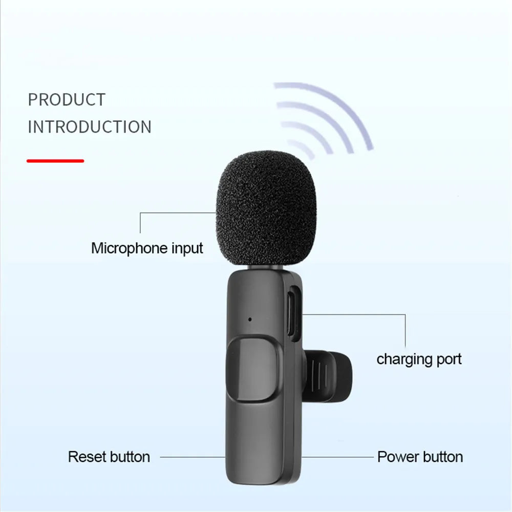 Wireless Lavalier Microphone Live Broadcast Game Mic Noise Cancelling Audio Video Recording Mini Mic for iPhone Android Xiaomi