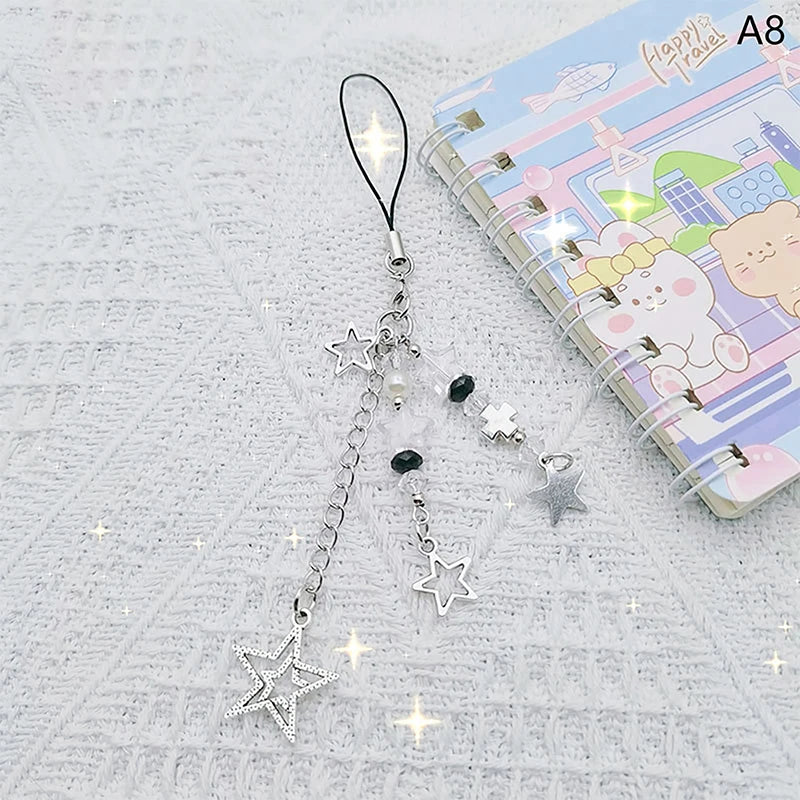 New Pink Y2K Phone Pendant Kawaii Women Love Bow Cartoon Charms Chain For Keys Bags Accessories Charms Phone Lanyard