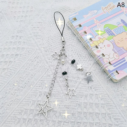 New Pink Y2K Phone Pendant Kawaii Women Love Bow Cartoon Charms Chain For Keys Bags Accessories Charms Phone Lanyard